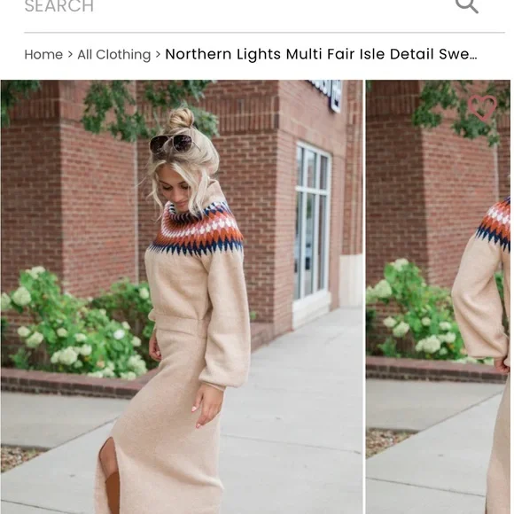 Fair Isle Knit Sweater Dress - Picture 2 of 3